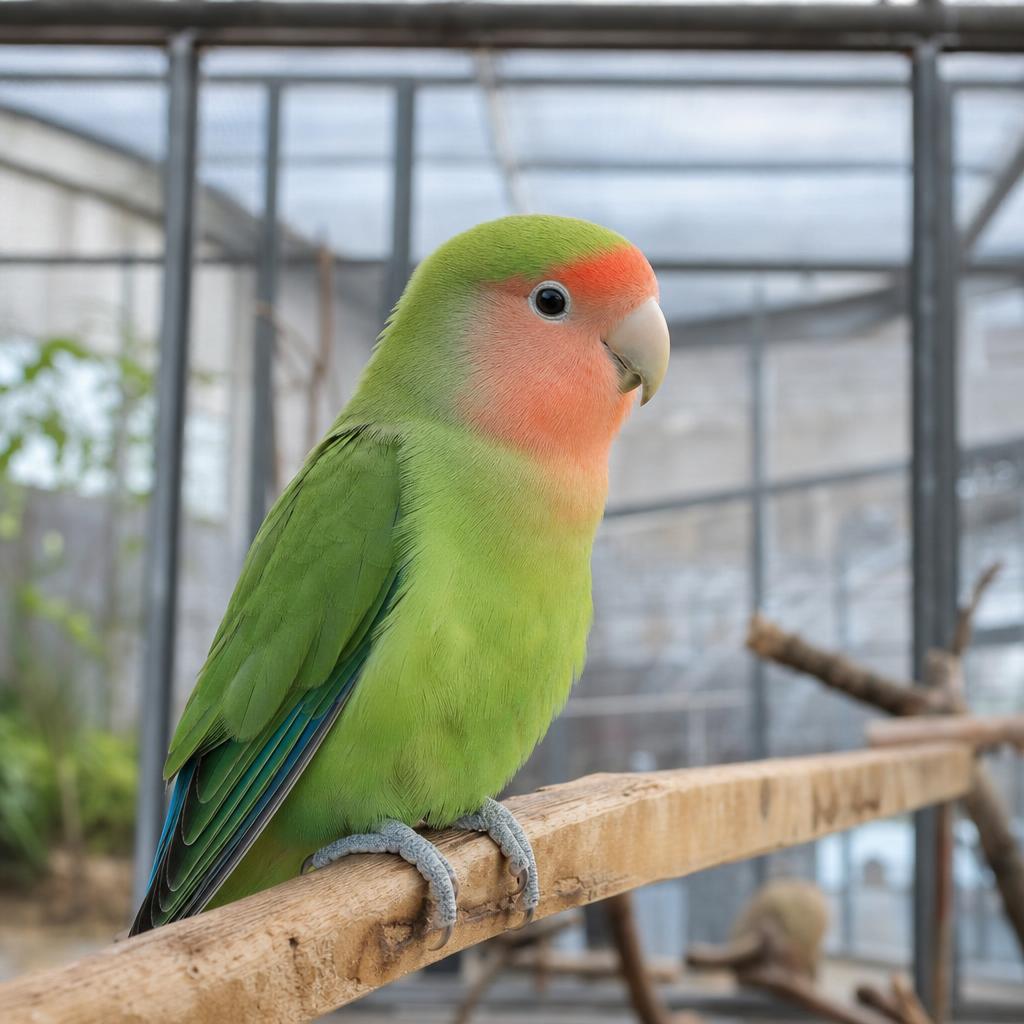 Pareja de agapornis de colores vivos sobre una percha